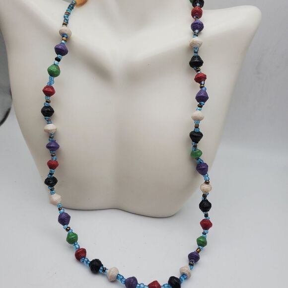 Lantern paper mache African‎ necklace